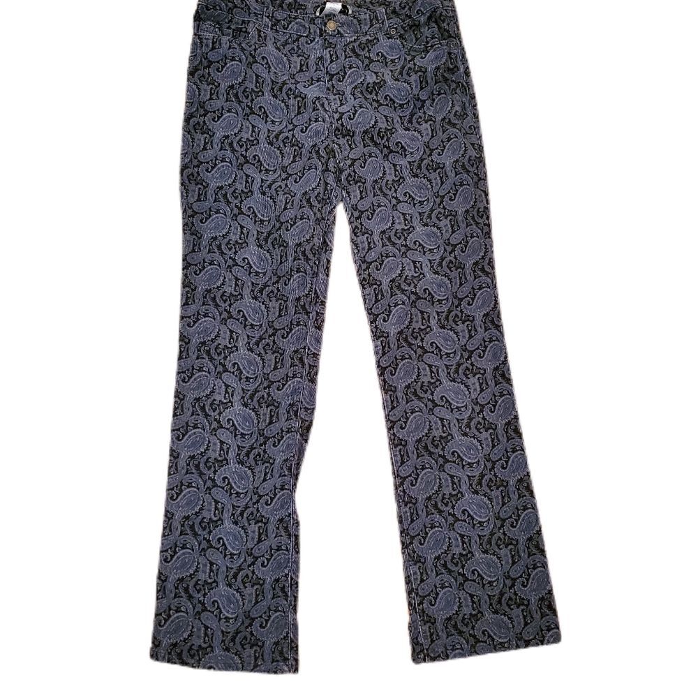 Jones New York Sport Stretch Women's Floral Corduroy Retro Pants Size 12